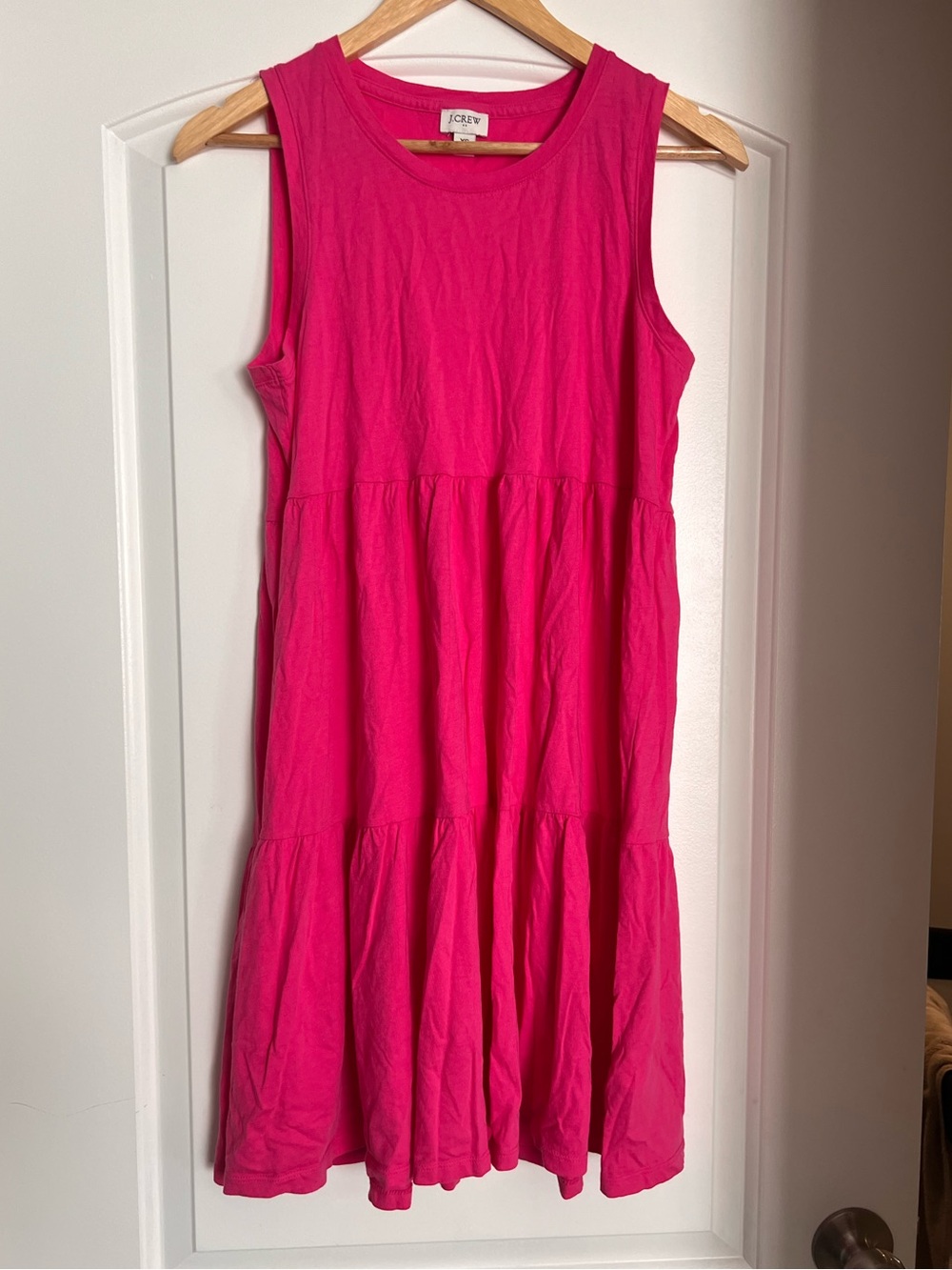 J. Crew womens Sleeveless Tiered Dress in Bright Pink